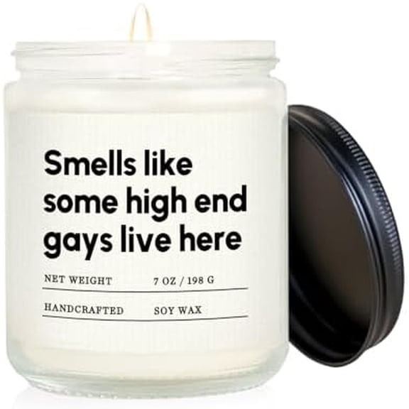 Gifts for Gay Men, Funny Gay Pride Gifts for LGBTQ Queer Boyfriend Husband Brother Friend, White Elephant Gift, Valentines Day Housewarming Anniversary Birthday Present - Soy Wax Candle 7oz
