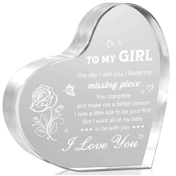 Gifts To My Girl, for Girlfriend Birthday Anniversary Valentines Day Gifts for Her, I Love You Acrylic Heart, Romantic Christmas Gifts for Girlfriend Women Gf Wife, Best Girlfriend Gift Ideas