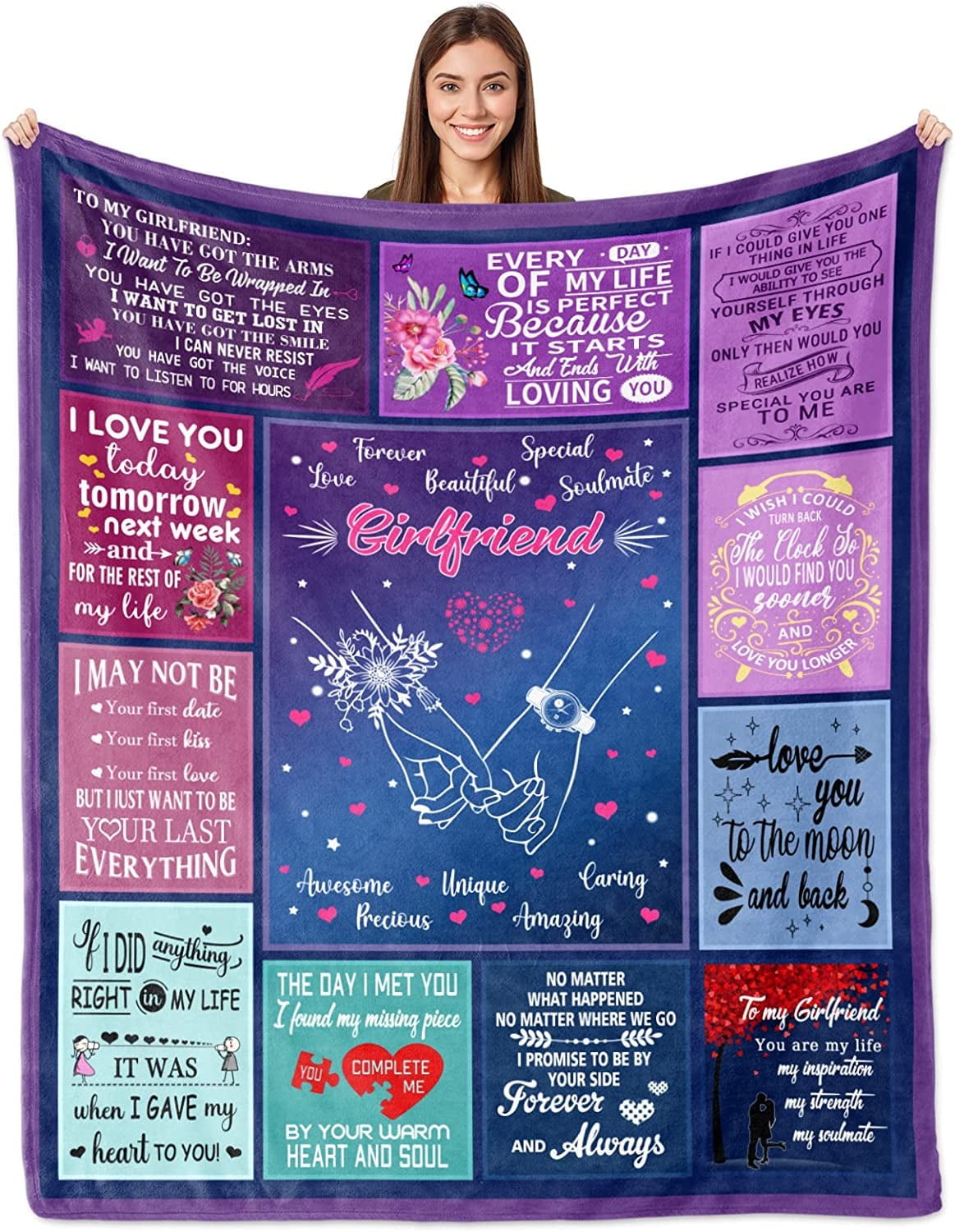 Gifts for Girlfriend from Boyfriend, Girlfriend Gifts Blanket 60"x50", Girlfriend Birthday Gifts, Best Girlfriend Gifts Ideas for Valentine''s Day Thanksgiving Christmas, to Girlfriend Throw Blankets