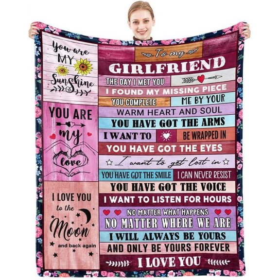Gifts for Girlfriend to My Girlfriend Blanket Romantic I Love You Gifts for Her Cute Anniversary Birthday Christmas Valentines Mothers Day Presents from Boyfriend Soft Throw Blankets 40"x50"