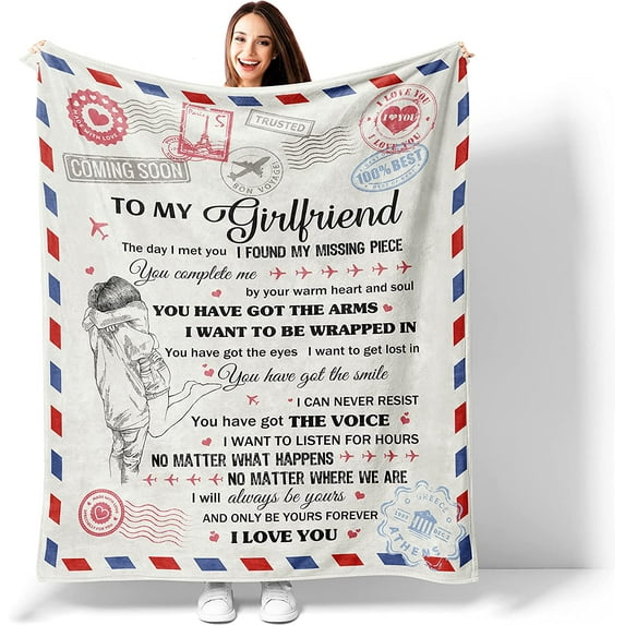 Gifts for Girlfriend, Girlfriend Gifts Blanket, Birthday Gifts for Girlfriend, Girlfriend Birthday Gifts, Anniversary Romantic Gifts for Her, Girlfriend Best Gift Ideas Throw Blanket 60"x50"