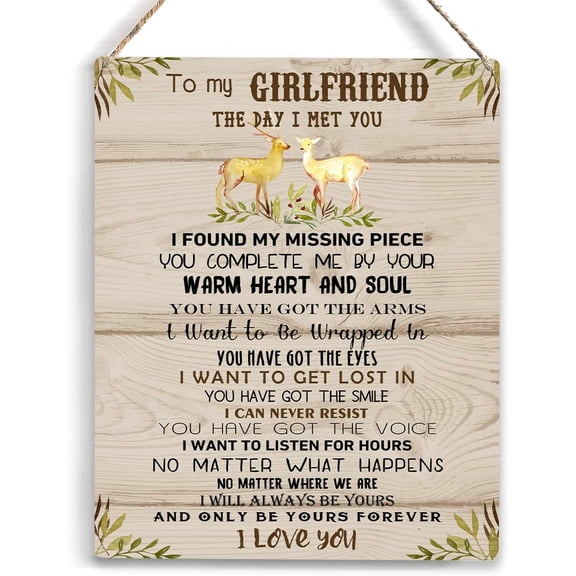 Gifts for Girlfriend to My Girlfriend Wooden Hanging Sign Birthday Christmas Gifts for Her Best Gifts for Girlfriend from Boyfriend Romantic Gifts Wall Decor for Anniversary 8x10 Inch