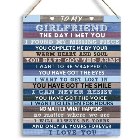 Gifts for Girlfriend To My Girlfriend Gifts Wooden Hanging Sign Birthday Christmas for Her Best Gifts for Girlfriend from Boyfriend Romantic Gifts for Her Wall Decor 8x10 Inch