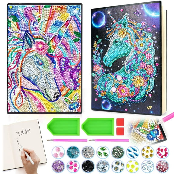 Gifts for Girls 5 7 8 9 Year Old, Unicorn Craft Kits for Kids Age 6 8 10 12 Diamond Painting Kit Unicorns Notebook Toys for 7-11 Year Olds Girls Birthday Gifts Gem Arts and Crafts for Kids Stationary