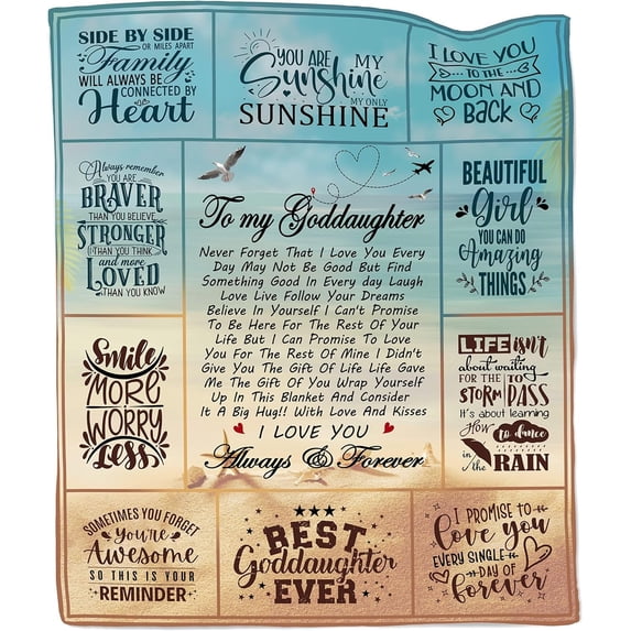 Gifts for Goddaughter Blanket, Goddaughter Gifts from Godmother, God Daughter Gifts, Goddaughter Blanket from Godmother, Birthday Gifts for Goddaughter, To My Goddaughter Blanket Throw 50"X60\u201d