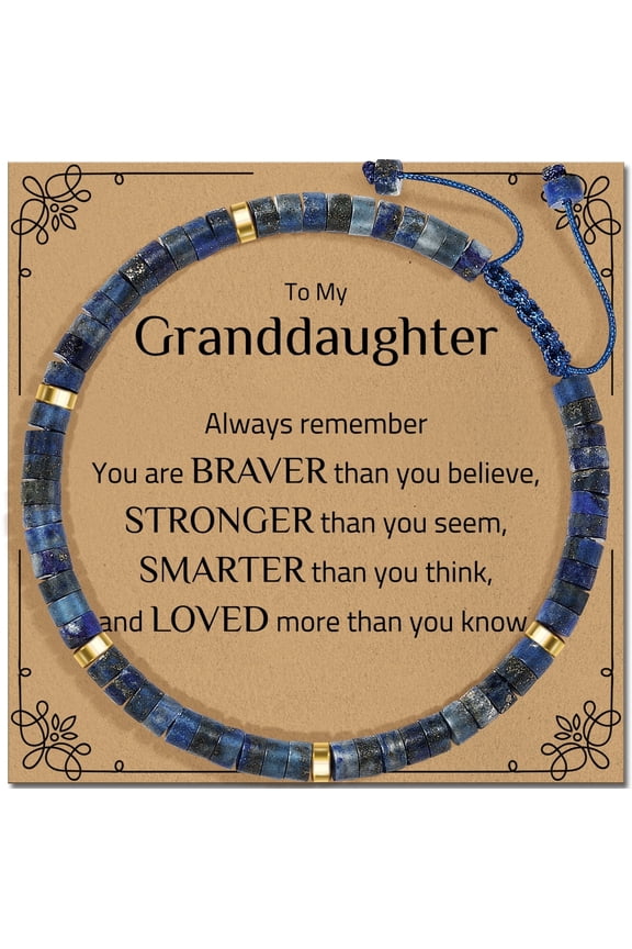 Gifts for Granddaughter Healing Natural Stone Bracelets with Positive Affirmations - Inspirational Gifts Lapis Lazuli Bracelet - Birthday Get Well Soon Gifts for Granddaughter Daughter in Law