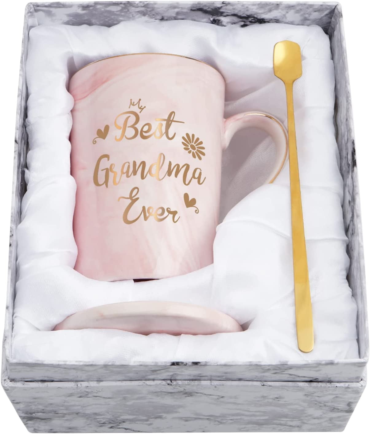 Gifts for Grandma - Best Grandma Ever Coffee Mug, Mothers Day Gifts for Grandma, Christmas Gifts, Birthday Gifts, Grandma Gifts, Futtumy 14 fl oz Pink Coffee Mugs Ceramic Mug Tea Cup