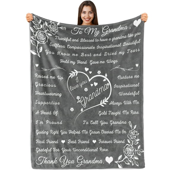 Gifts for Grandma, Birthday Gifts for Grandma, Kainsy I Love You Grandma Gift Blanket, with Printed Blanket, Unique Grandma Gift from Granddaughter or Grandson, Thanksgiving, Christmas