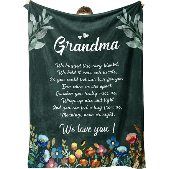Gifts for Grandma Blanket, Christmas Grandma Gifts, Birthday Mother''s Day Present for Grandma from Granddaughter, Grandchildren, We Love You Cozy Throw Blankets 50" x 60"