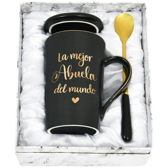Gifts for Grandma - Futtumy Best Grandma Ever Coffee Mugs, Abuela Gifts in Spanish, Mothers Day Gifts, Christmas Gifts, Birthday Gifts, Black 14 fl oz Coffee Mugs Abuela Mug Tea Cup