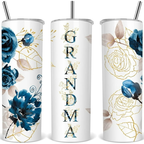 Gifts for Grandma Grandmother Grammy Birthday Mother''s Day&Christmas Gift from Grandson Granddaughter - Stainless Steel Tumbler Coffee Insulated Travel Reusable Cup With Straw Leakproof Flip Present