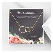 Gifts for Grandma, Mom, Granddaughter, Grandmother, Daughter, Mothers Day, Birthday, Gold 3 Interlocking Circles Jewelry with Gift Box [Gold Triple Infinity Rings, No-Personalized Card]