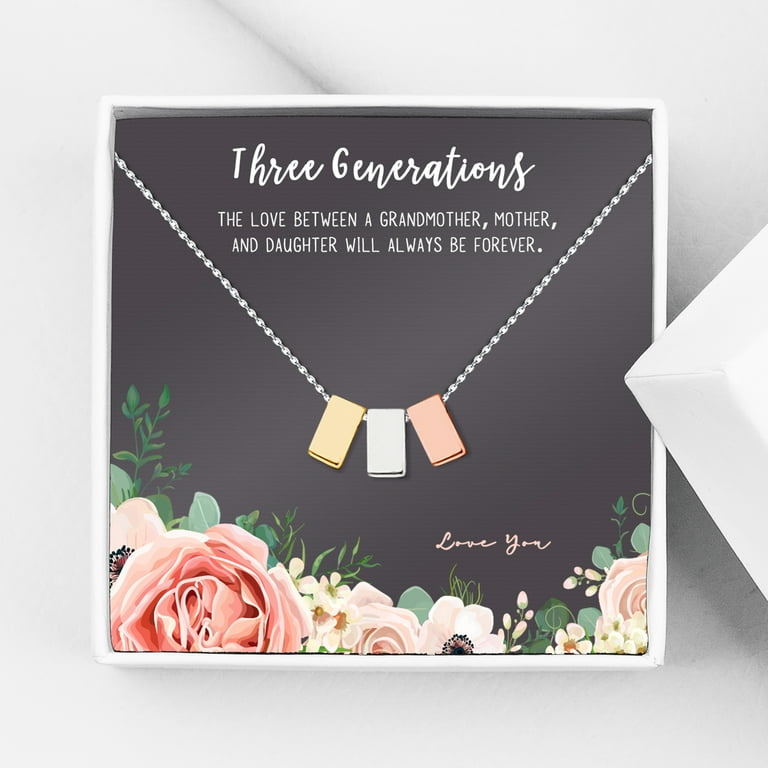 Gifts for Grandma, Mom, Granddaughter, Grandmother, Daughter, Mothers Day,  Birthday, Rose Gold 3 Cube Jewelry with Gift Box [Multi-Color Cube