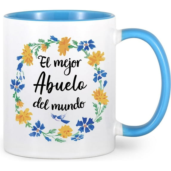 Gifts for Grandpa - Abuelo Mugs, Abuelo Gifts In Spanish, Fathers Day Gifts, Christmas Gifts, Birthday Gifts, Futtumy White Blue 11 fl oz Coffee Mugs Ceramic Mug Tea Cup