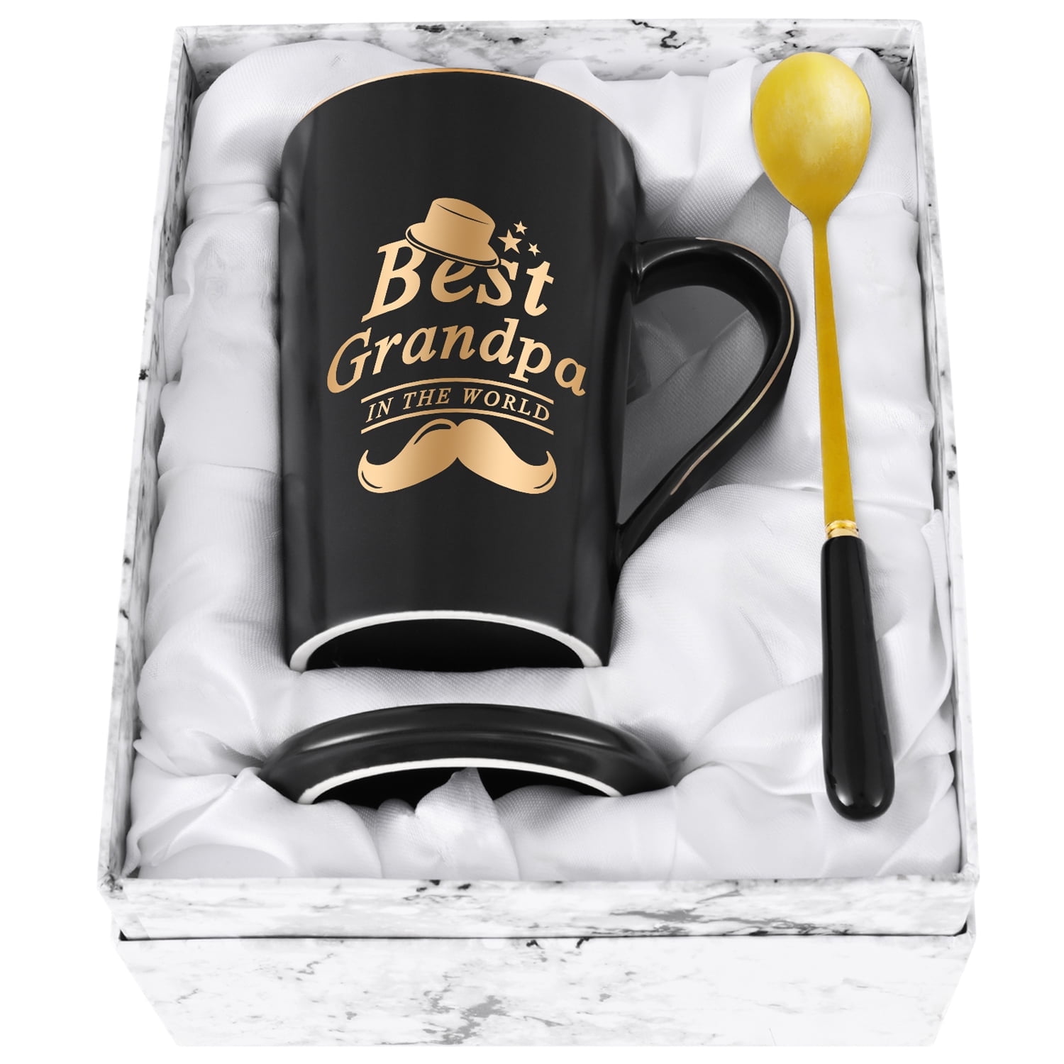 Fonhark Funny Grandpa Coffee Mug - 11 Oz Novelty Gift Mug, 'You're The Luckiest Grandpa' White Ceramic Cup