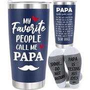 Gifts for Grandpa Papa Christmas from Grandkids, Xmas Birthday Gifts for Grandfather Papa, First Time Grandpa Gift from Granddaughter Grandson, Granddad Grandfather Present 20oz Dark Blue Cup & Socks