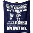 thumbnail image 1 of Gifts for Grandson, Grandson Gifts from Grandma Grandpa, Grandson Birthday Gifts, Grandson Blanket from Grandparents, Christmas Birthday Gifts for Grandson Throw Blanket 60"X50", 1 of 5