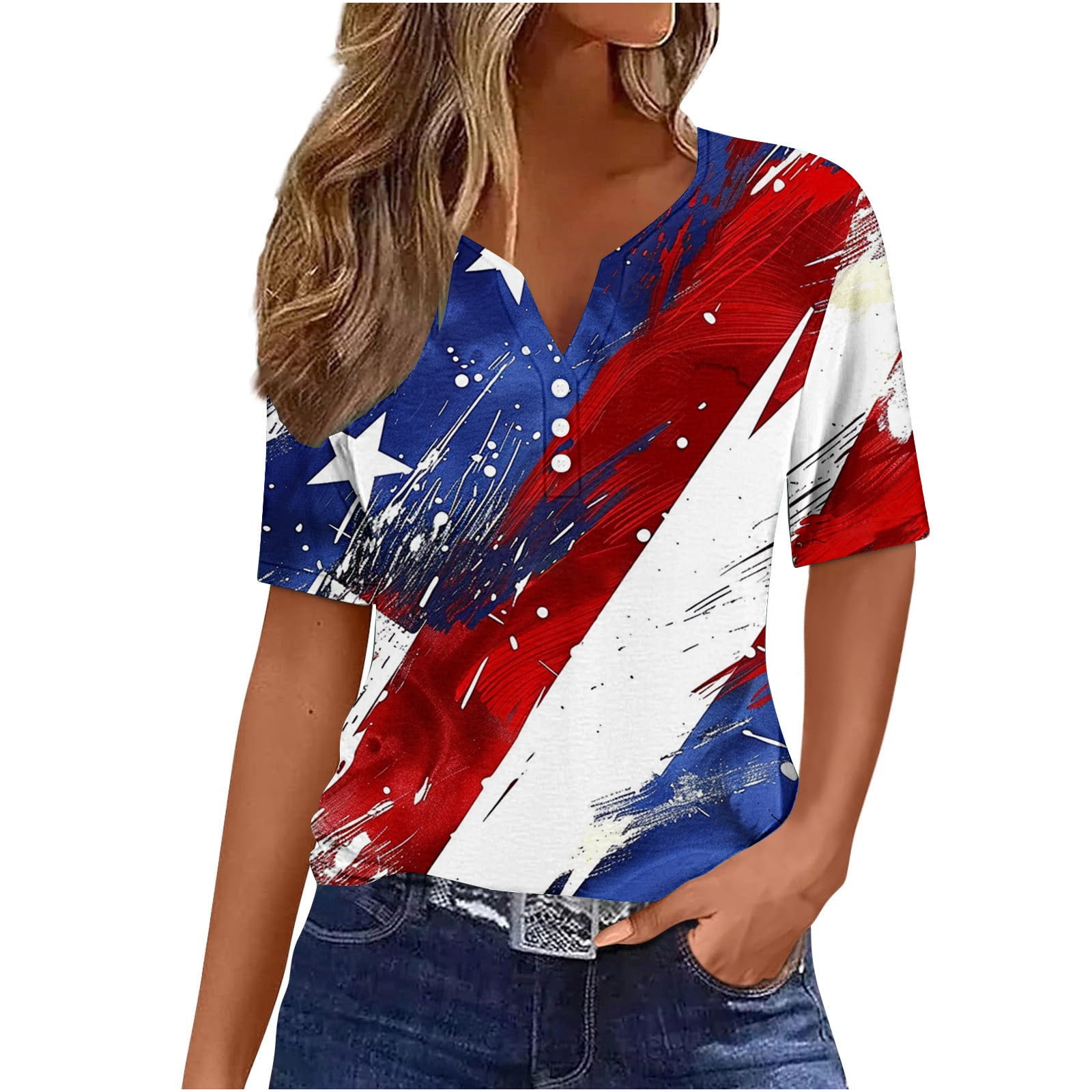 Gifts for Her 4th of July Shirts Women Funny Shirts Graphic Tees Clearance Patriotic Dresses