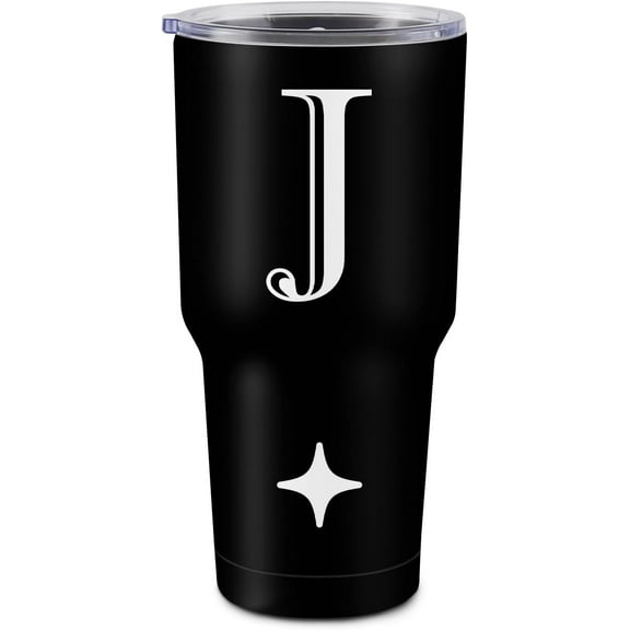 Gifts for Him- Personalized 30 oz Tumbler with Initial J, Monogrammed Travel Tumbler for Men, Insulated Coffee Mug, Husband Gifts from Wife, Unique Birthday Christmas Gifts for Men who Have Everything
