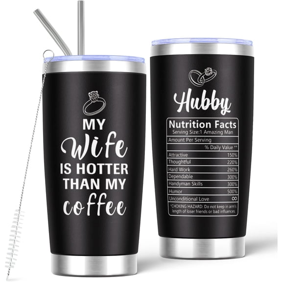 Gifts for Husband, Anniversary Birthday Gift for Husband Funny Tumbler for Men, Hubby Coffee Mug from Wife for Christmas, Valentines Day 20 Oz Stainless Steel Tumbler