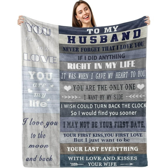 Gifts for Husband Blanket 60" x 50",Husband Birthday Gift,Birthday Gifts for Husband from Wife,Best Husband Ever Gifts,to My Husband Throw Blanket,Romantic Anniversary Wedding Gifts for Him Husband