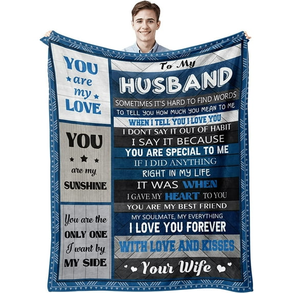 Gifts for Husband, Husband Gifts Blanket, Husband Gifts from Wife, Husband Birthday Gift, Anniversary Wedding Birthday Gifts for Husband Unique, Gift for Husband, Husband Gift Throw Blanket 60"x 50"