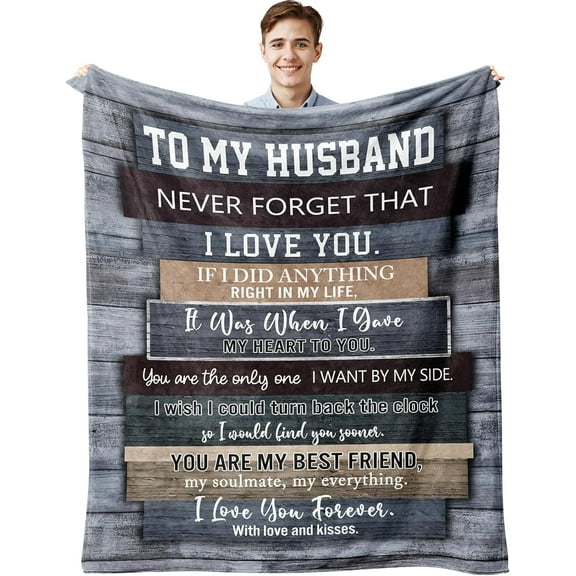 Gifts for Husband, Husband Gifts, Husband Birthday Gift Blanket 60"x50", Birthday Gifts for Husband, Anniversary Wedding Gifts for Husband, Husband Gift from Wife, Best Husband Ever I Love You
