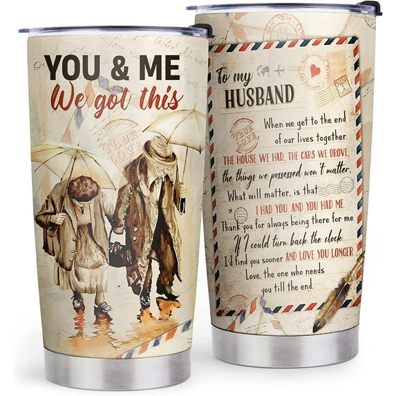 Gifts for Husband - Husband Gifts from Wife - I Love You Gifts for Him for Anniversary, Husband Birthday Gift, Husband Christmas Gifts - Vintage Airmail 20oz Stainless Steel Tumbler