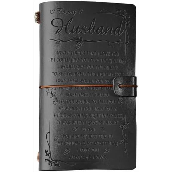 Gifts for Husband Leather Journal, To My Husband Gifts 140 Page Refillable Notebooks, Fathers Day Anniversary Birthday Christmas Valentines Day Gifts for Him Husband from Wife(Black)
