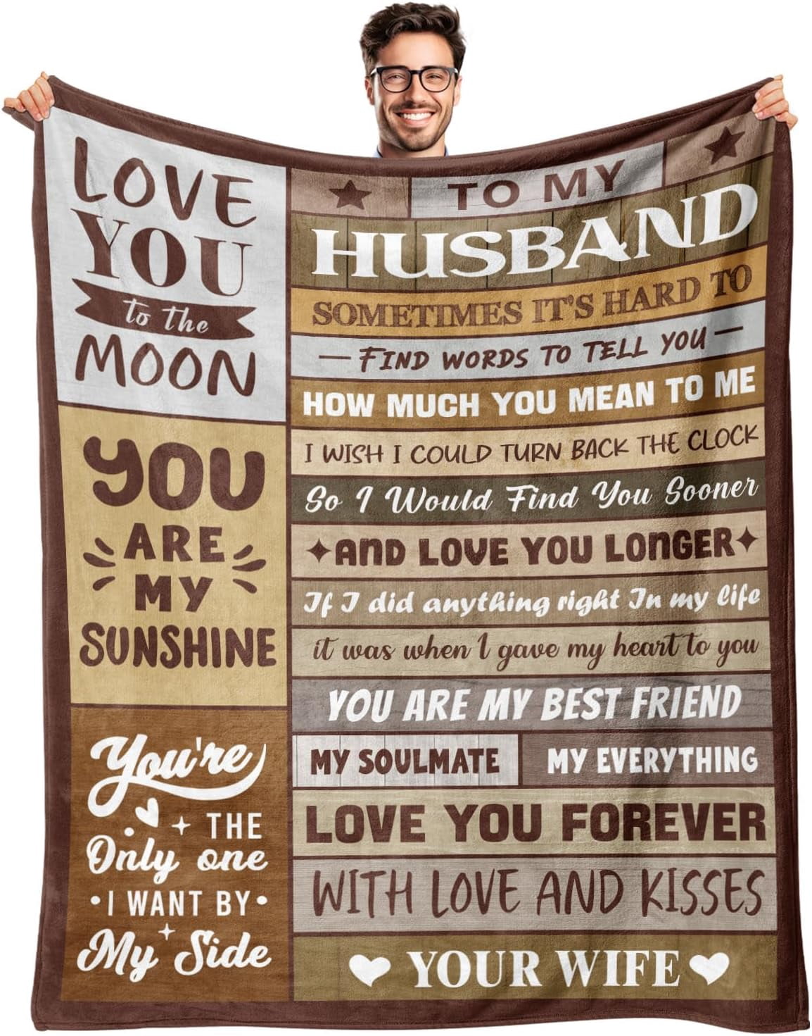 Gifts for Husband from Wife - Birthday Gifts for Husband - Anniversary Wedding Gift for Men - Christmas Valentines Day Gift for Him - Best Husband's Ever Present - to My Man Blanket