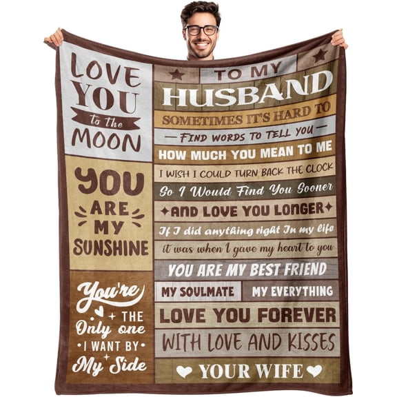 Gifts for Husband from Wife - Birthday Gifts for Husband - Anniversary Wedding for Men - Christmas Valentines Day for Him - Husband's Ever Present - to My Man Blanket 50"x60"