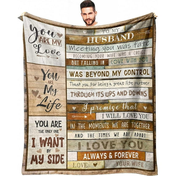 Gifts for Husband from Wife - Husband Birthday Gift Ideas - Wedding Anniversary Romantic Gifts for Him - Husband Birthday Gifts for Him from Wife - to My Husband Gifts Blanket 50"X60"