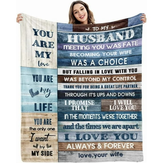 Gifts for Husband from Wife to My Husband Blanket Wedding Anniversary Romantic Gifts for Husband Birthday Christmas Valentine''s Father’s Day Healing Thoughts Blanket Presents for Him 50x60