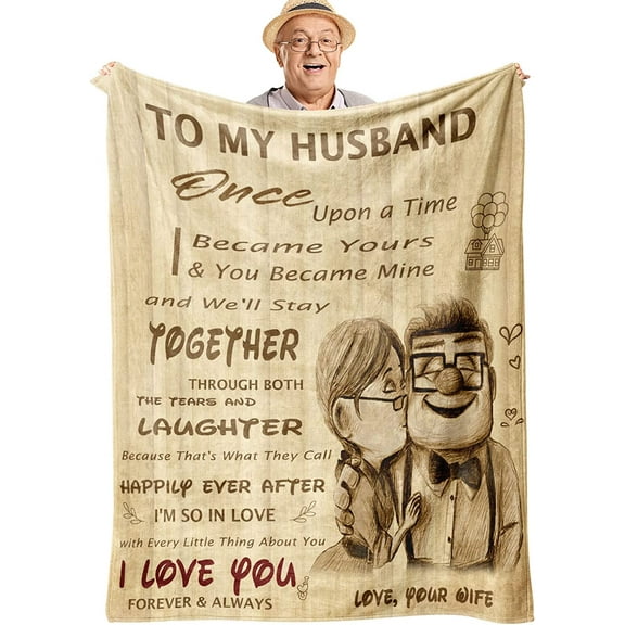 Gifts for Husband from Wife, to My Husband Blanket Wedding Anniversary Romantic Gifts for Husband Birthday Christmas Valentine's Fathers Day Healing Thoughts Blanket, Presents for Him 60" x 50"