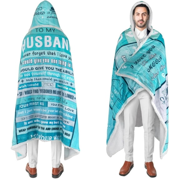 Gifts for Husband from Wife to My Husband, Husband Gifts Oversized Wearable Blanket, Anniversary Romantic Gifts for Him, Birthday Christmas Valentine Gifts for Husband (Sherpa, 47x72in)