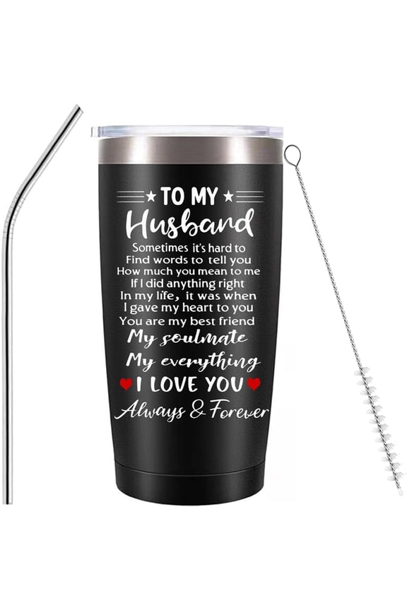 Gifts for Husband from Wife, I Love You Unique Birthday,Christmas Gifts for Him, My Husband, Personalized Wedding Anniversary Presents 20oz Stainless Steel Cup