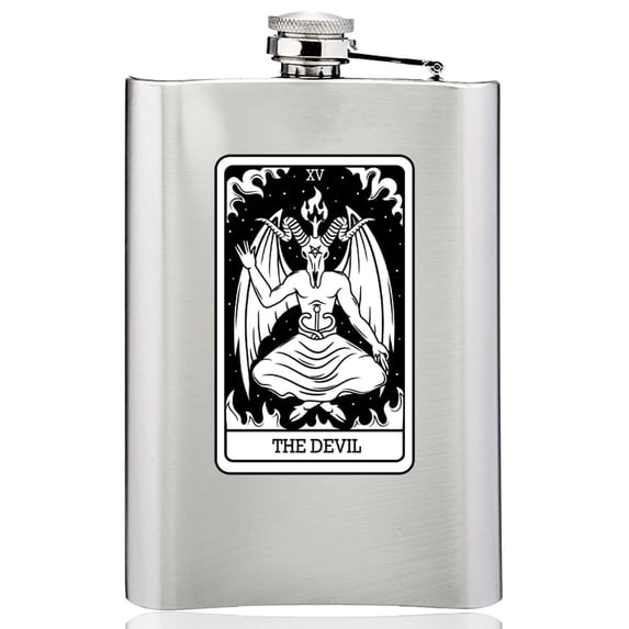 Gifts Infinity 8 Oz. arot Card - 24 Major Arcana Cards Available Flask Groomsmen/Bridesmaid Gift! (The Devil)