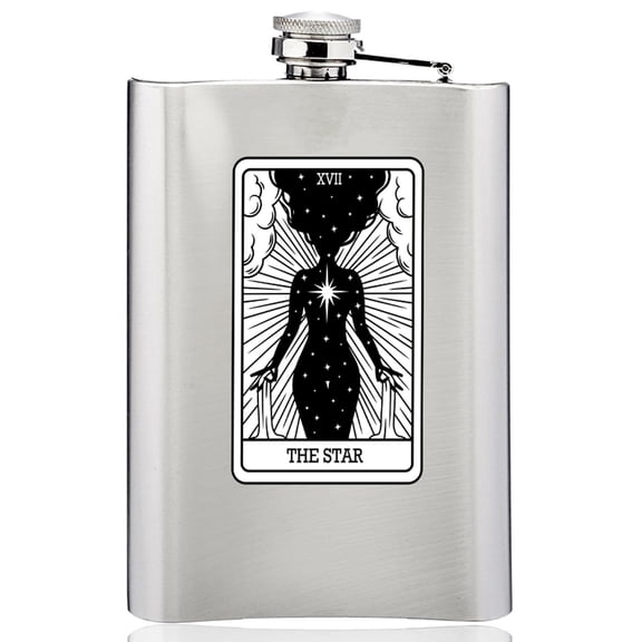 Gifts Infinity 8 Oz. arot Card - 24 Major Arcana Cards Available Flask Groomsmen/Bridesmaid Gift! (The Star)