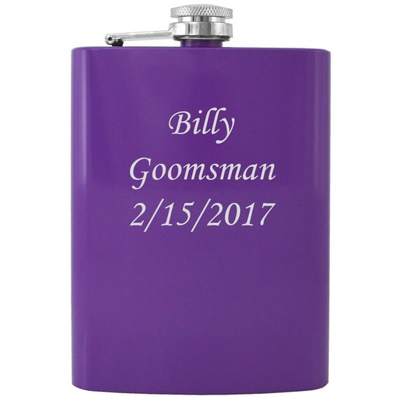 Gifts Infinity 8oz Purple Stainless Steel Groomsman, Bridesmaid Flask - (1, Purple 1)