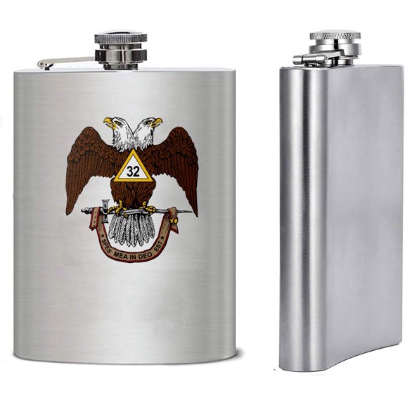 Gifts Infinity 8oz Satinless Steel Flask Masonic Regalia, OES Past Matron, Shriner, 32nd & 33rd Degree Scottish Rite, Past-Master (32nd Degree Scottish Rite)