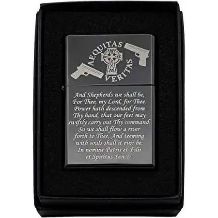 Gifts Infinity® Boondocks Saints Prayer Matt Black Finish Wind Proof Oil Lighter #2 (BK WH)