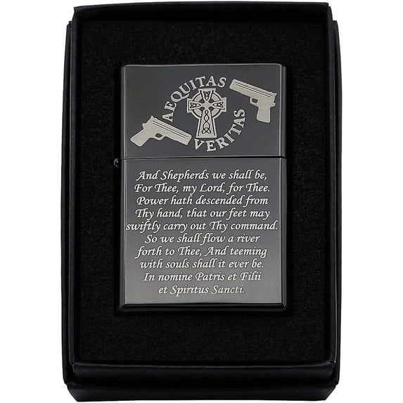 Gifts Infinity Boondocks Saints Prayer Matt Black Finish Wind Proof Oil Lighter #2 (BK WH)