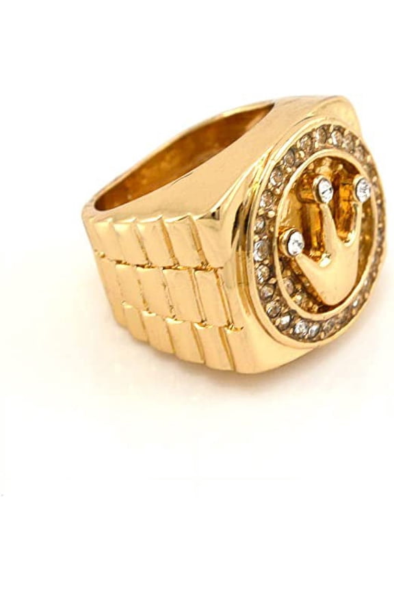 Hip-Hop Gold Tone King Crown Ring size 9