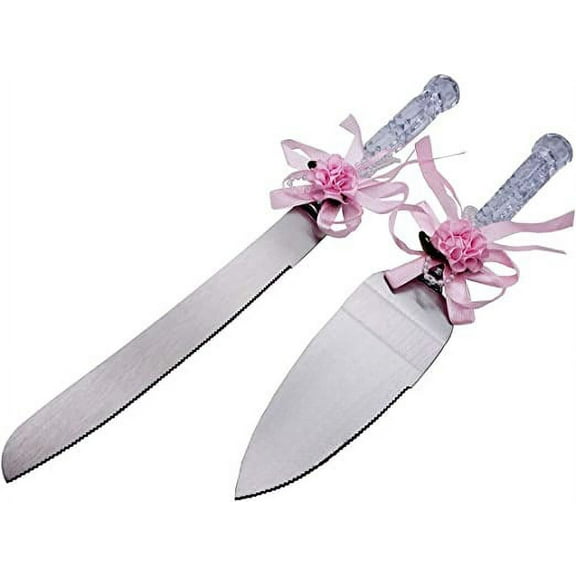Gifts Infinity Wedding Cake Knife and Server Set (Flower HG Pink)