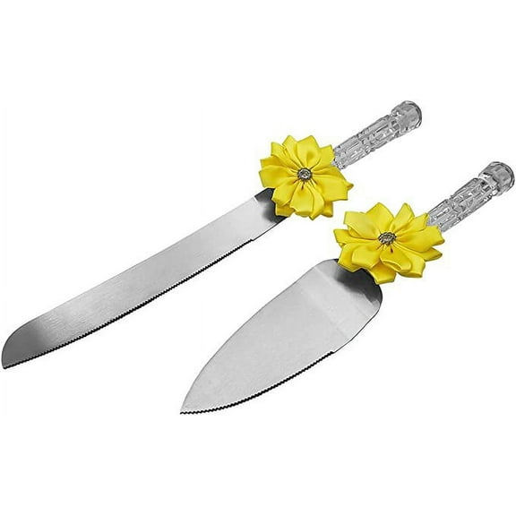 Gifts Infinity Wedding Cake Knife and Server Set (Lime Yellow)