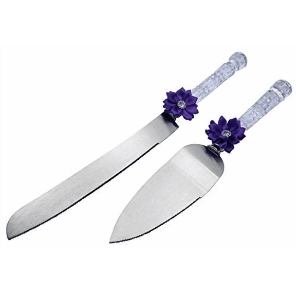 Gifts Infinity Wedding Cake Knife and Server Set (Purple Bow)