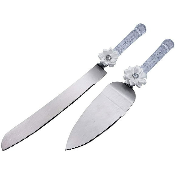 Gifts Infinity Wedding Cake Knife and Server Set (White Bow)