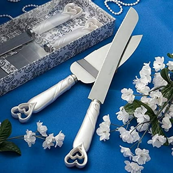 Gifts Infinity Wedding White Cake Knife and Server Set