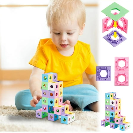 Gifts for Kids! Fwttom Building Blocks, Geometric Shape Toddler Toys Building Sets, Changing Building Blocks for Preschoolers Brain Training Educational Toy
