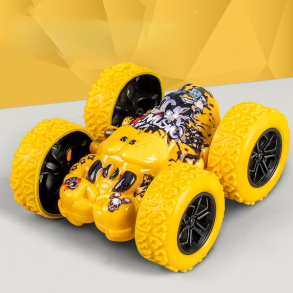 Gifts for Kids! Fwttom Toy Cars, Children's Double Sided Stunt Flipping Four Wheel Drive Racing Car Inertance Car Children's Toy Does Not Require Batteries Can Be Pushed By Hand